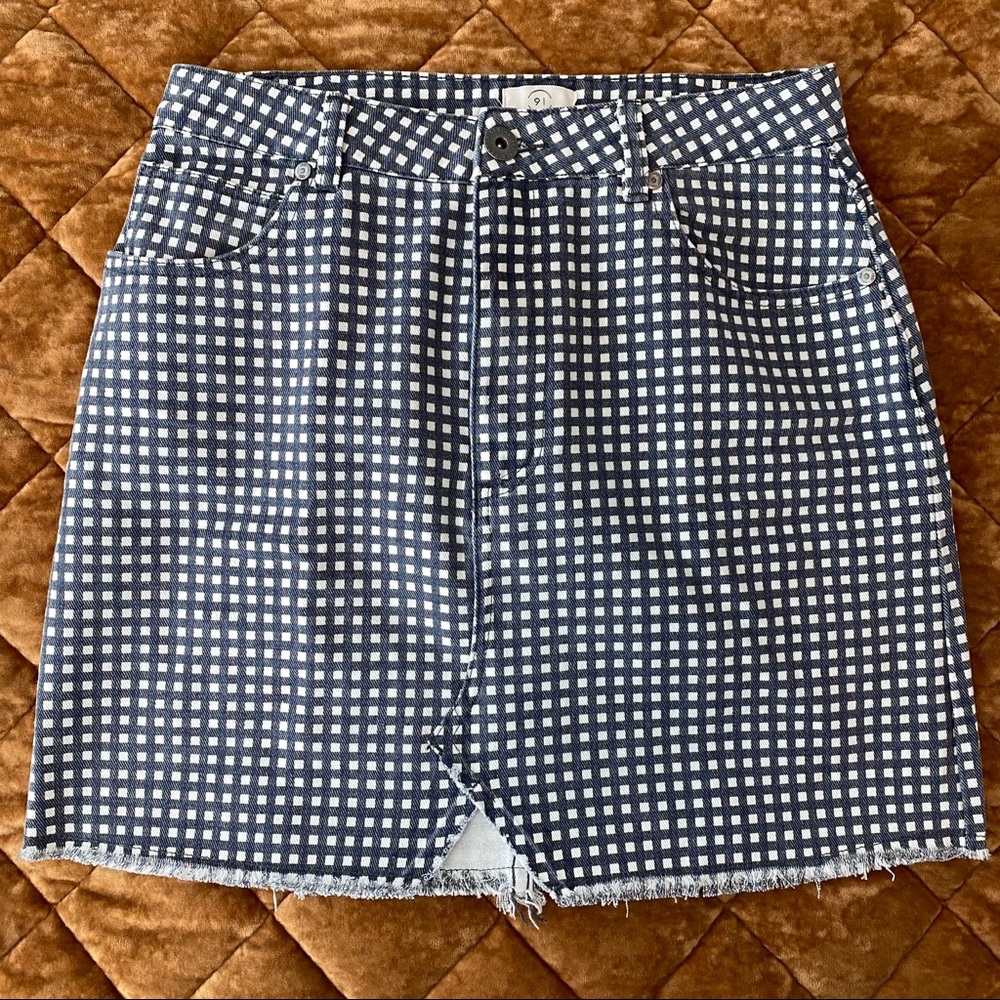Cotton On Gingham Denim Mini Skirt NWOT
